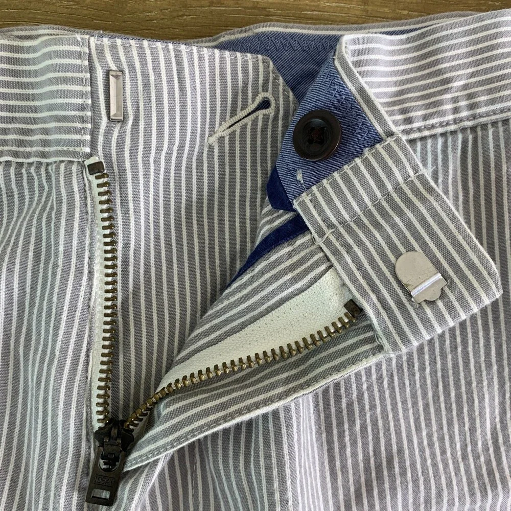 J Crew Club mens gray striped chino shorts size 34